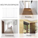 Barreira de Segurança para Animais de Estimação Extensível para Escadas e Portas Barreira de Segurança para Cães 76 - 107x76 cm Branco