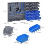 Prateleira de Parede Organizador de Ferramentas Prateleiras de Armazenamento com 28 Caixas ​54x95 cm Cinza e Azul
