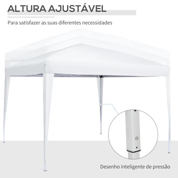 Tenda de Jardim com Paredes Laterais Amovíveis Janelas Porta com Zíper e Bolsa de Transporte 295x295x196 - 258 cm Branco