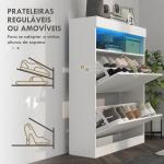Móvel Sapateira de Entrada com Luzes LED Prateleira Aberta e 2 Gavetas Basculantes para 12 - 16 Pares 80x24x99,5 cm Branco Brilhante