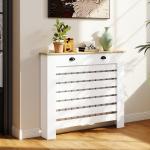 Cobertura para Radiador com Gavetas Cobertura para Radiador de MDF para Sala de Estar Dormitório Corredor 111x19x95,5 cm Branco