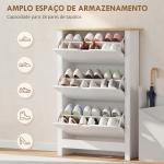 Sapateira Branca Estreita Armário Sapateiro Alto com 3 Gavetas para 18 Pares de Sapatos para Corredor 72x26x112 cm Branco