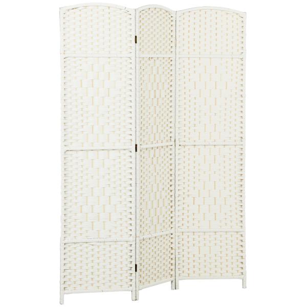 Separador de Ambientes de 3 Painéis Biombo Dobrável 135x180 cm Polipropileno Branco