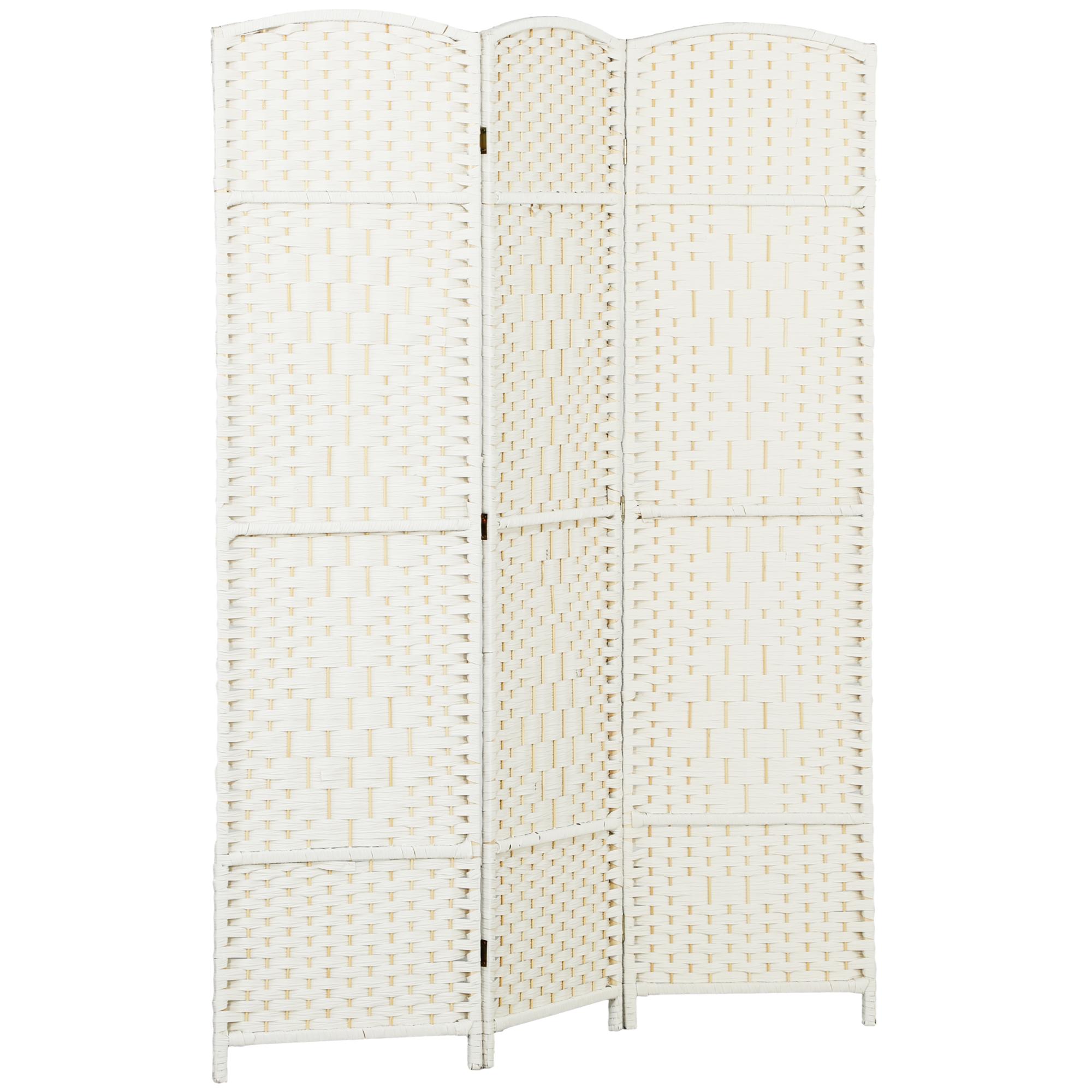 Separador de Ambientes de 3 Painéis Biombo Dobrável 135x180 cm Polipropileno Branco