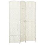 Separador de Ambientes de 3 Painéis Biombo Dobrável 135x180 cm Polipropileno Branco