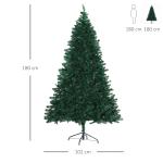 Árvore de Natal Artificial 180cm com 1000 Ramos de PVC Suporte Metálico Decoração de Natal para Interiores Ø102x180cm Verde
