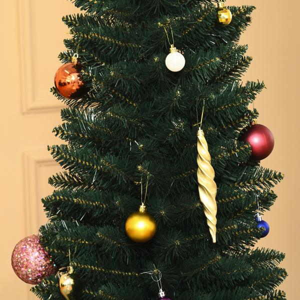 Árvore de Natal Artificial Altura 180cm com 380 Ramos de Folhas de PVC Ignífugos Base Dobrável e Suporte Metálico Ø56x180cm Verde