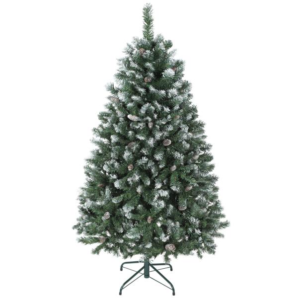 Árvore de Natal Artificial 150 cm Árvore de Natal com 581 Ramos com Efeito Neve 44 Pinhas Verde