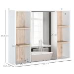 Armário de Espelho com Espaço Interno com Prateleiras Ajustáveis ​​Armário de Banheiro com Prateleiras Abertas 60x14,5x49,4 cm Branco e Carvalho