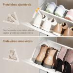 Sapateira Estreito com 2 Compartimentos Rebatíveis Prateleiras Ajustáveis para 12 Pares para Espaços Pequenos 106,7x26x116cm Branco