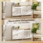 Cobertura Radiadores com Sapateira e 2 Gavetas Rebatíveis Desenho Moderno de Ripas 152x19x81 cm Branco