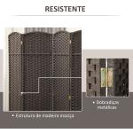 Biombo de 4 Painéis Separador de Ambientes Dobrável 160x170 cm para Sala de Estar Dormitório Escritório Marrom