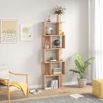 Estante para Livros Estante Alta de Parede com 5 Níveis em Forma de S Desenho Moderno 60x24x184,5 cm Madeira