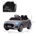 Carro Elétrico para Crianças Carro Audi Q8 Etron Sportback Infantil 12V Faróis Buzina e Música 98x49,5x43 cm Cinza