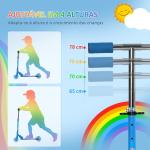 Trotinete para Crianças Dobrável com Luzes e Música 4 Alturas Ajustável Rodas Brilhantes e Pedal LED 67x32x65 - 78 cm Azul