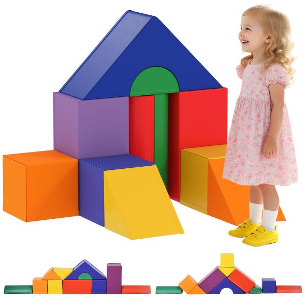 Conjunto de 11 Blocos de Espuma para Crianças Brinquedo de Aprendizagem para Crianças 1 - 3 Anos 50x50x25 cm Multicor