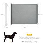 Barreira de Segurança para Cães Extensível Grade Retrátil para Animais de Estimação com Extensão Aço e Tecido de Textilene para Escadas e Portas 5,5 - 115x5,5x82,5cm Cinza