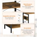 Estante de Cozinha Estilo Industrial com Tomada Elétrica Prateleiras Ajustáveis Ganchos e Cesta Metálica 90x40x83 cm Marrom Rústico