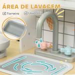 Cozinha de Madeira para Crianças com Sons Lavatório Micro - Ondas Máquina de Gelo e Acessórios 88,6x31,7x90,4 cm Branco