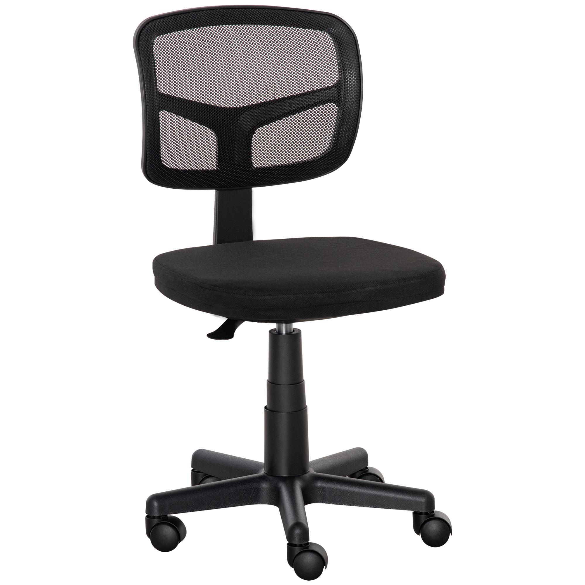 Cadeira de Escritório Operativa Giratória 360° com Altura Ajustável Suporte Lombar 43x48x77,5 - 89,5cm Preto
