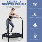 Trampolim Fitness Ø102 Trampolim Dobrável com Pega Ajustável em 4 Níveis Estrutura de Aço Azul