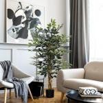 Ficus Artificial com Troncos Planta Artificial com Vaso e 702 Folhas Realistas para Ø15x130 cm Verde