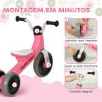 Bicicleta sem Pedais para Crianças dos 12 aos 36 Meses Bicicleta de Equilíbrio com Guiadores com Rotação Limitada a 60° 69x40x49 cm Rosa