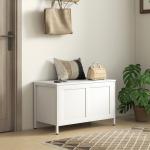 Baú de Armazenamento 95L Baú de Arrumação com Tampa Banco de Armazenamento com Dobradiça de Segurança 80x40x50 cm Branco