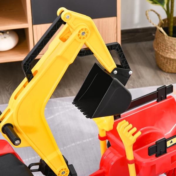 Trator de pedais para crianças acima de 3 anos com reboque e pá frontal 179x42x59 cm Vermelho