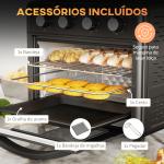 Mini Forno Elétrico 30L 1600W Mini Forno de Convecção com 7 Modos Temporizador e Temperatura Ajustável 43x39x39 cm Preto