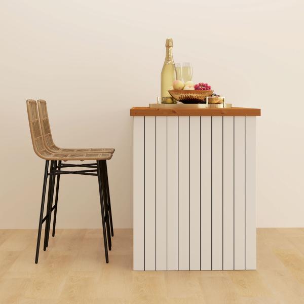 Conjunto de 2 Bancos Altos de Cozinha Bancos de Bar com Encosto e Assento em Vime Sintético 43x56x101 cm Marrom Claro
