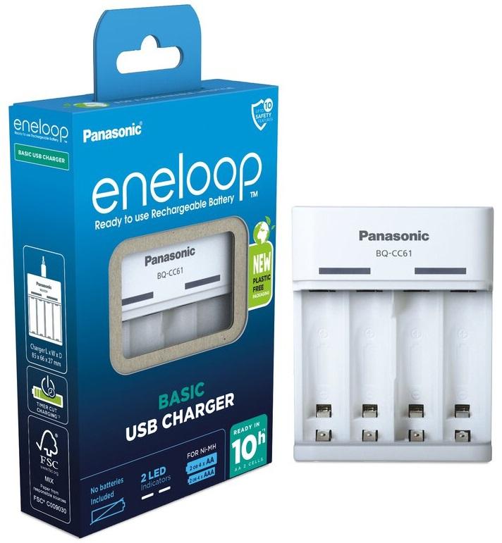 Carregador USB de Pilhas NI - MH Eneloop BQ - CC61 (AA/AAA) - PANASONIC