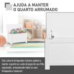 Baú de Armazenamento de Madeira Baú de Arrumação com Dobradiça de Segurança Carga Máxima 20 kg 81x40x46 cm Branco