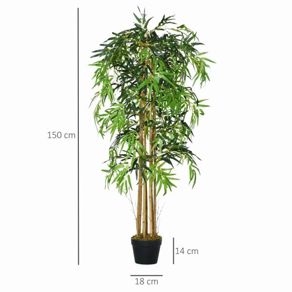 Bambu Artificial 150cm com Vaso Decorativo Planta Sintética Realística Ø18x150 cm Verde