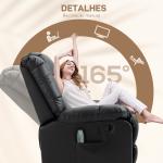 Poltrona de Massagem Poltrona Relax Reclinável com 8 Pontos de Massagem Controlo Remoto Estofada em PU 94x99x99 cm Preto