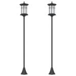 2 Candeeiros Solares de Exterior com Painel Solar Acendimento Automático Impermeável IP44 23,5x23,2x184 cm Preto