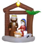 Presépio Insuflável de Natal Decoração Insuflável Natalícia com Luzes LED e Insuflador para Exterior 150x90x185 cm Multicor