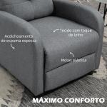 Poltrona Relax Reclinável até 155° Poltrona Reclinável Manual Estofado para Pessoas com Altura Inferior 195 cm 67x87x98 cm Cinza