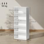 Estante de 5 Níveis Estante para Livros com 2 Prateleiras Ajustáveis para Sala de Estar Escritório Quarto 60x24x133,5 cm Branco