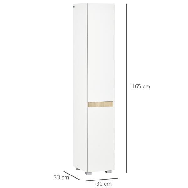 Coluna Casa de Banho Armário Auxiliar Casa de Banho de 5 Níveis com Prateleiras Ajustáveis 30x33x165cm Branco
