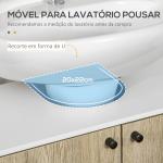 Móvel para Lavatório Pousar de Madeira com 2 Portas Prateleira e Pés de Aço 60x30x60cm Carvalho e Branco