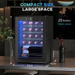 Frigorífico para Vinhos 20 Garrafas com Compressor, Porta Anti - UV, 5 - 18 °C, Painel Tátil, Luz LED, 39 dB, Preto