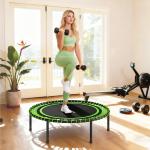 Trampolim de Fitness Adultos Ø114 cm com Estrutura de Aço Reforçada para Treino de Pernas Corpo Verde e Preto