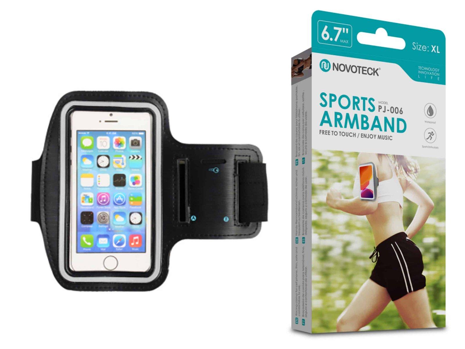 Bracelete Desportivo para Smartphone 3.5”-6.7” Negro-Confortável-Ajustável-Impermeável PJ-006