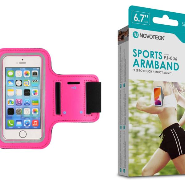 Bracelete Desportivo para Smartphone 3.5”-6.7” Rosa-Confortável-Ajustável-Impermeável PJ-006