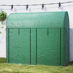 Estufa Pequena Estufa de Exterior com Porta Dupla com Fecho de Correr e Cobertura de PE 200x100x178 cm Verde