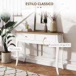 Mesa Consola Consola de Entrada com 2 Gavetas Estilo Francês 100x35x76,5 cm Branco e Marrom Escuro