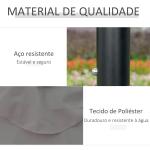 Chapéu de Sol para Terraço Exterior, Ø265 cm, Guarda - sol de Jardim com 32 Luzes LED Solares, Poste de Aço e Manivela Inclinável, para Pátio, Terraço, Cinzento