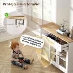Aparador 2 Portas de Vidro Aparador para Sala Moderno com Gaveta Compartimentos Abertos 100x35x80,3 cm Branco