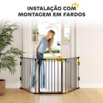 Barreira de Segurança para Animais de Estimação Barreira Dobrável de 5 Painéis com Fechadura Inteligente 300x74,5 cm Preto